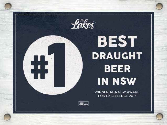 Winned AHA NSW award for excellence 2017 Best Draught Been in NSW